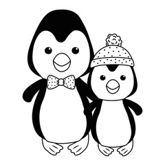 Couple of penguins cartoons design