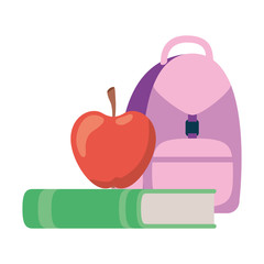 handbag school with notebook on white background