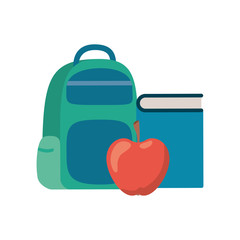 handbag school with notebook on white background