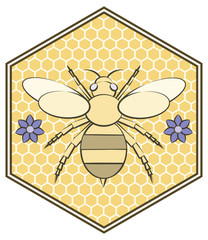 Bumble Bee and Honeycomb Pattern Design. Room for text.