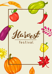 Harvest festival background with fruits and vegetables.