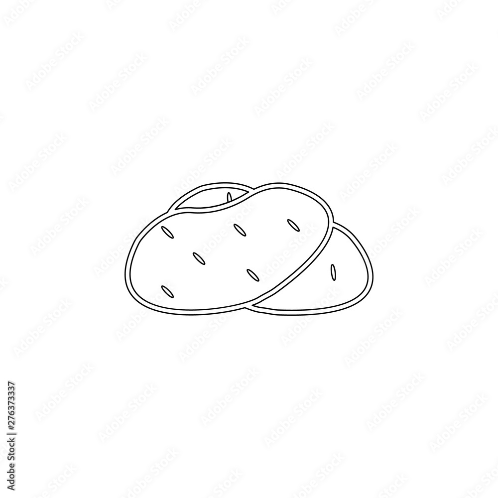 Poster potato colored icon. element of fruit for mobile concept and web apps icon. outline, thin line icon 