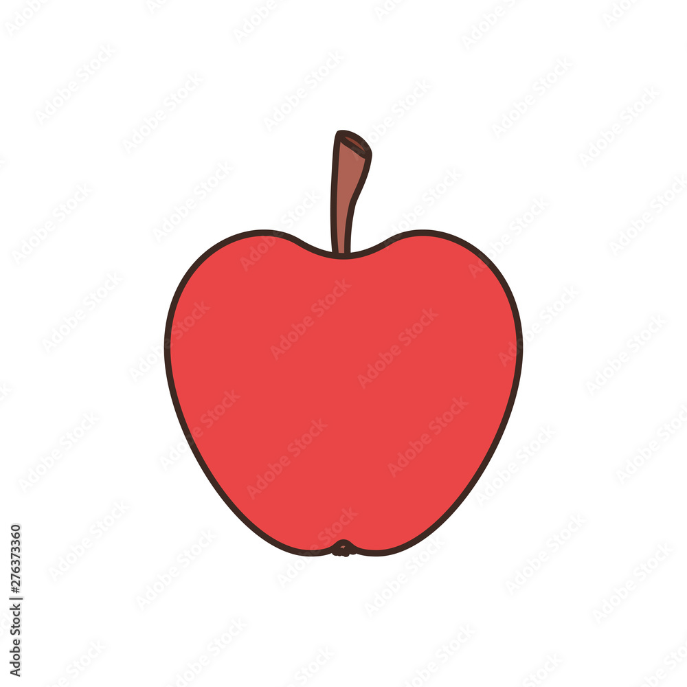 Sticker apple fruit of color red isolated icon