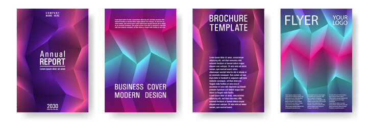 Broken line gradient polygonal cover templates set