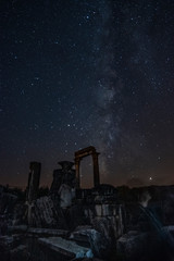 Fototapeta na wymiar Night star exposure in ancient city of Aphrodisias