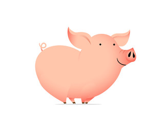 Animal cartoon character - funny pig.