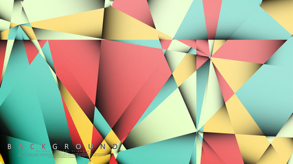 Fototapeta premium Vector Background of the Mosaic Triangle with a combination of pastel blue, red and yellow. Geometric illustration style with gradients and transparency.