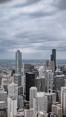 Fototapeta na wymiar Aerial view over Chicago on a cloudy day - travel photography
