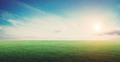 Fototapeta na wymiar Grass field landscape panoramic