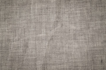 Pure linen texture. Wrinkled linen fabric background. 