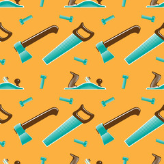 Seamless pattern with carpentry tools. Flat graphic style.