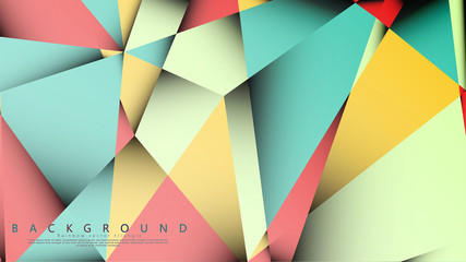 Vector Background of the Mosaic Triangle with a combination of pastel blue, red and yellow. Geometric illustration style with gradients and transparency.