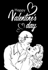 St. Valentine's day holiday poster design in vintage style.