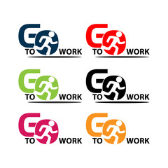Go to work  stock icons. Colorful set icon. label. vector