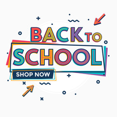 Back to school - colorful typographic sale design template