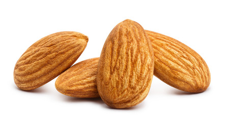 Obraz na płótnie Canvas Close-up of almonds, isolated on white background
