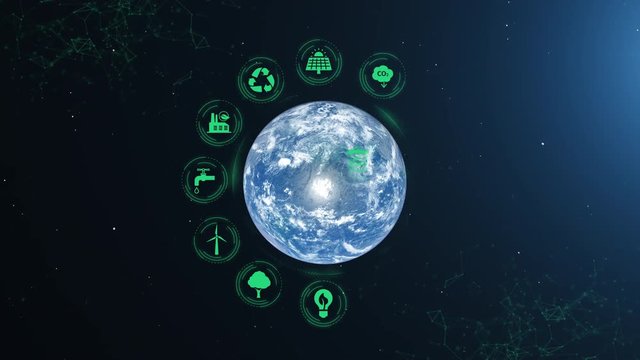 Earth Green Energy Infographics Full Orb Day Green Icons Place Your Own Text