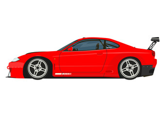 Obraz na płótnie Canvas Sports car. Side view of modern drift car. Flat vector.