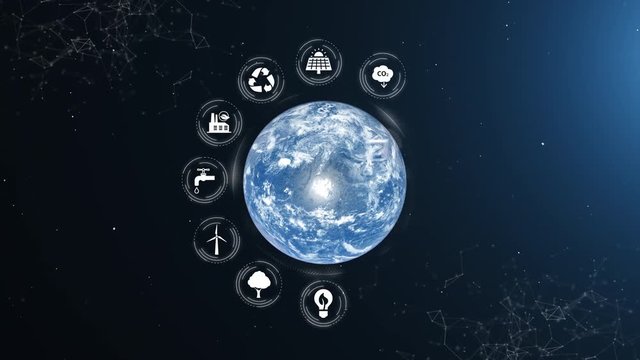 Earth Green Energy Infographics Full Orb Day White Icons Place Your Own Text