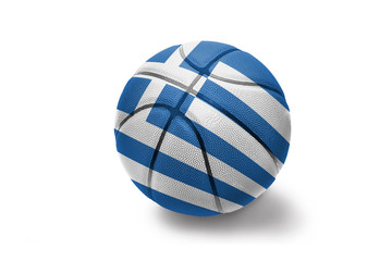 basketball ball with the national flag of greece on the white background