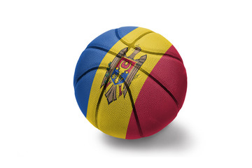 basketball ball with the national flag of moldova on the white background