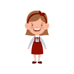 student girl standing smiling on white background