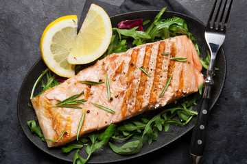 Grilled salmon fish fillet