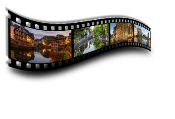 Filmstreifen mit Bildern aus Strassburg im Elsaß