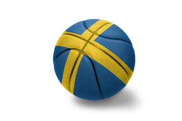 basketball ball with the national flag of sweden on the white background