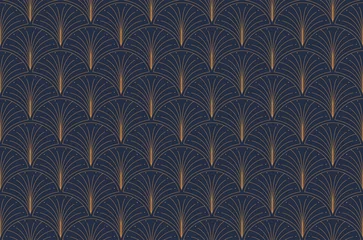 Behang Geometrische bladerprint Elegant art nouveau naadloos patroon. Abstracte minimalistische achtergrond. Geometrische art deco textuur.