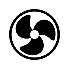 Fan icon, black isolated on white background, vector illustration.