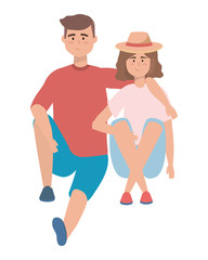 Couple of woman and man cartoon design