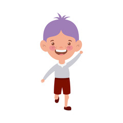 student boy standing smiling on white background