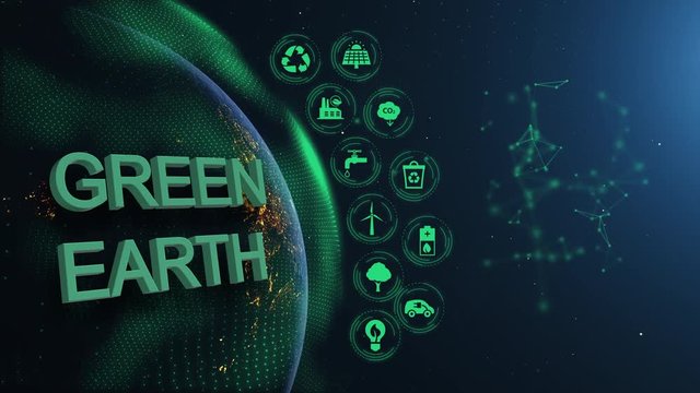 arth Green Energy Infographics Half Orb Night Green Icons