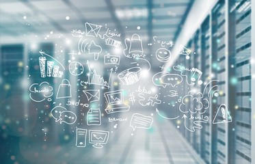 Abstract of modern high tech internet data center room