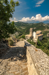 Fototapeta na wymiar View of the church of Roccascalegna near the castle