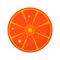 Orange slice. Flat color summer Holiday icon on white background. Summer dessert. Vector illustration.