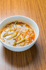 Hot and Spicy Curry of Water orange with fish. sour soup made of tamarind paste.