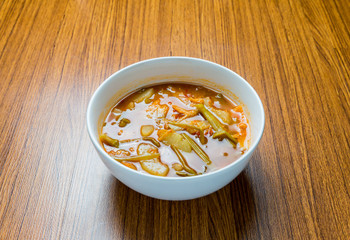 Hot and Spicy Curry of Water orange with fish. sour soup made of tamarind paste.
