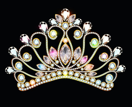 Illustration of a beautiful crown,  tiara with gems