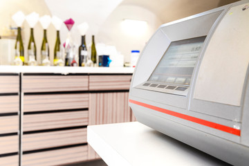 wine's laboratory with traditional and modern apparatus