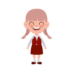student girl standing smiling on white background