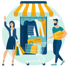 online and mobile  shopping concept