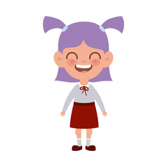 student girl standing smiling on white background