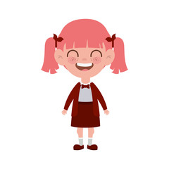 student girl standing smiling on white background