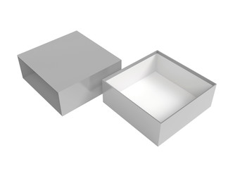 Gray open box. 3d rendering illustration