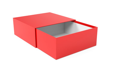 Slider box. Red blank open box mock up. 3d rendering illustration