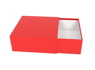 Slider box. Red blank open box mock up. 3d rendering illustration