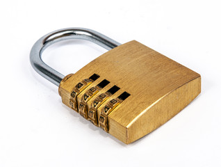Combination padlock. Close-up combination padlock isolated on white background