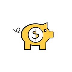 piggy bank yellow doodle design